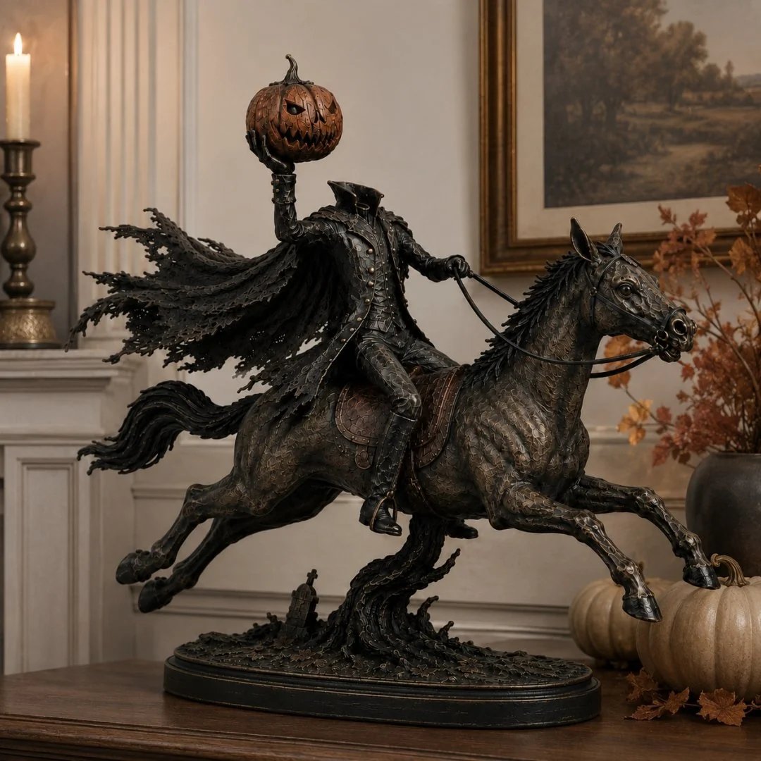⏰Limited Stock 50% OFF - 🏇Midnight Chase Headless Horseman Statue🎃
