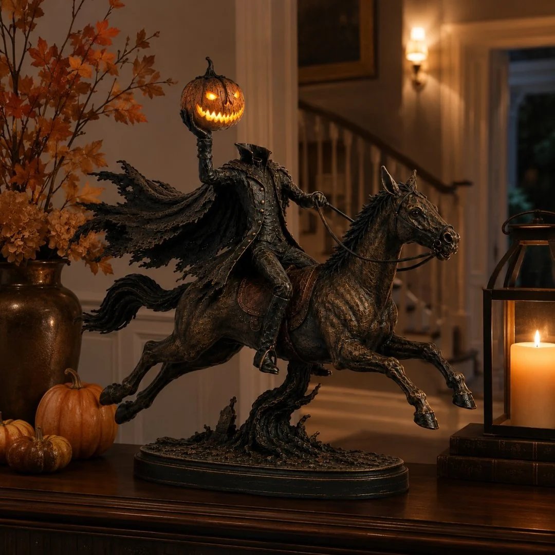 ⏰Limited Stock 50% OFF - 🏇Midnight Chase Headless Horseman Statue🎃