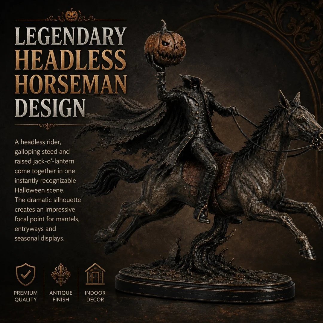⏰Limited Stock 50% OFF - 🏇Midnight Chase Headless Horseman Statue🎃