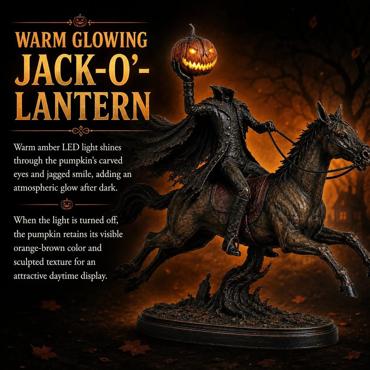 ⏰Limited Stock 50% OFF - 🏇Midnight Chase Headless Horseman Statue🎃