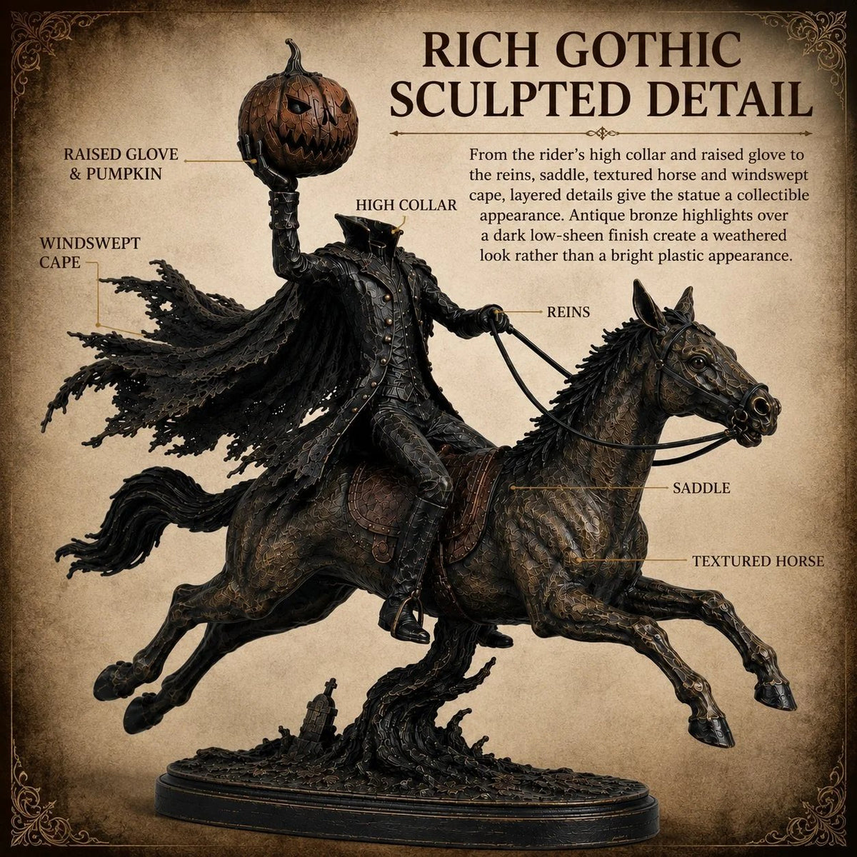 ⏰Limited Stock 50% OFF - 🏇Midnight Chase Headless Horseman Statue🎃